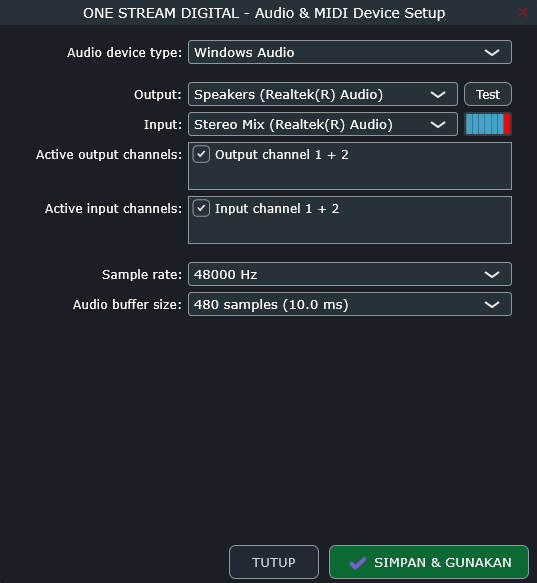 Audio and MIDI Device Setup